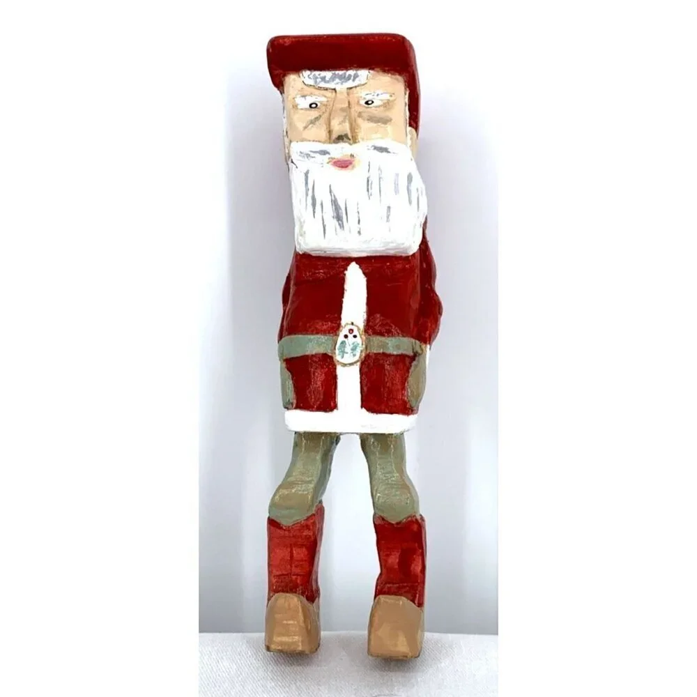 Wes Hart Cowboy Santa Folk Art Primitive Hand Crafted Wooden 7